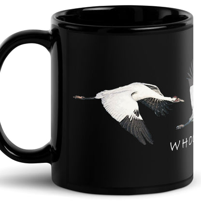 Whoop Whoop Whooping Crane Black Glossy Mug
