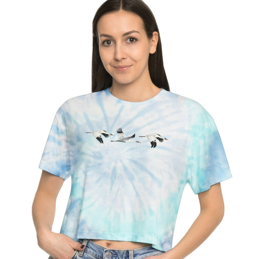 Whooping Crane Women's Tie-Dye Crop Tee