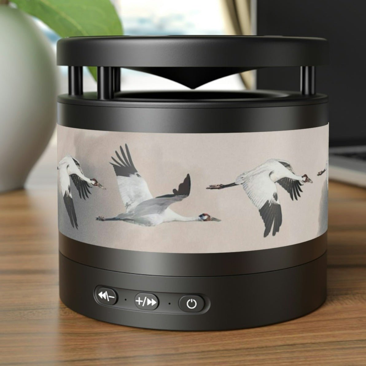 Whooping Cranes Flying Metal Bluetooth Speaker and Wireless Charging Pad