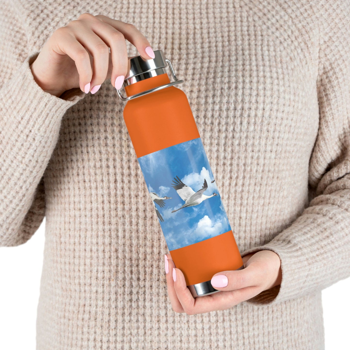 Whooping Cranes in Flight | Copper Vacuum Insulated Bottle, 22oz