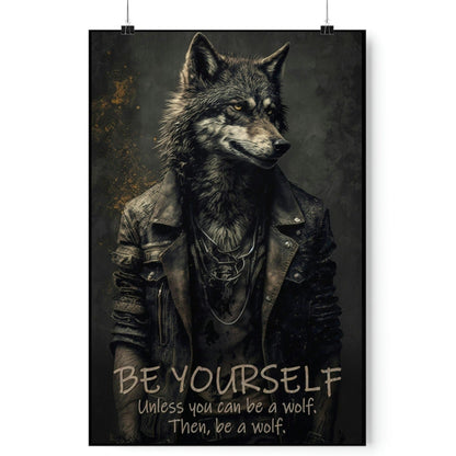 Wolf Inspirational Quotes - Be Yourself Unless You Can Be a Wolf - Then, Be a Wolf - Premium Matte Vertical Posters