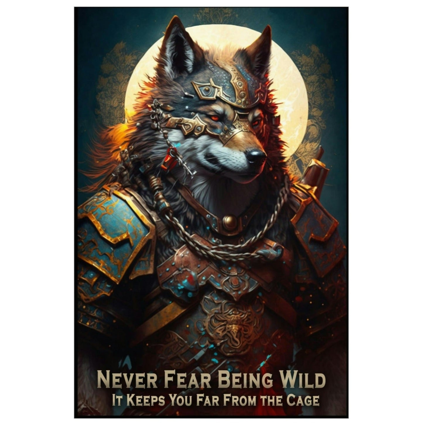 Wolf Inspirational Quotes - Never Fear Being Wild - It Keeps You From the Cage - Premium Matte Vertical Posters