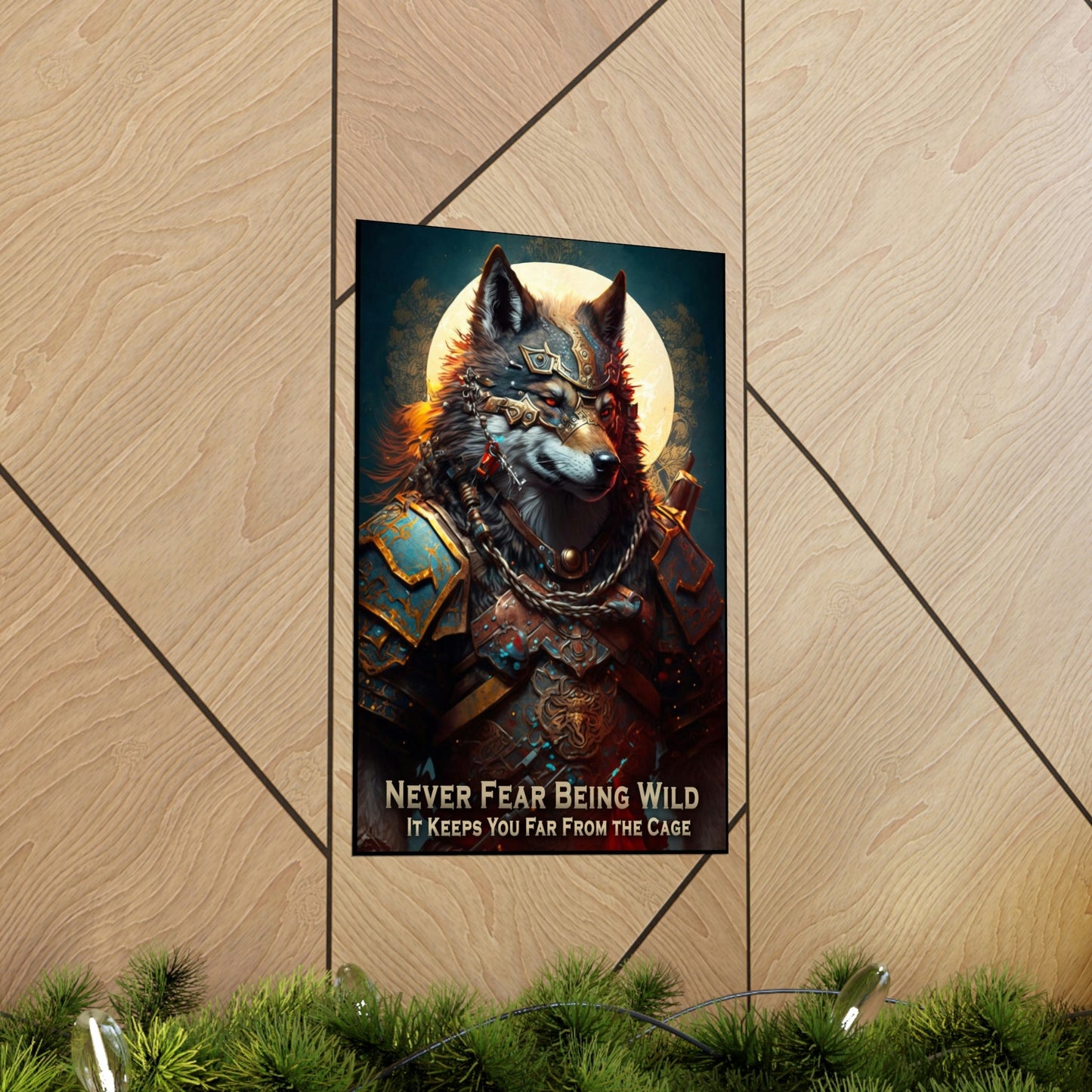 Wolf Inspirational Quotes - Never Fear Being Wild - It Keeps You From the Cage - Premium Matte Vertical Posters