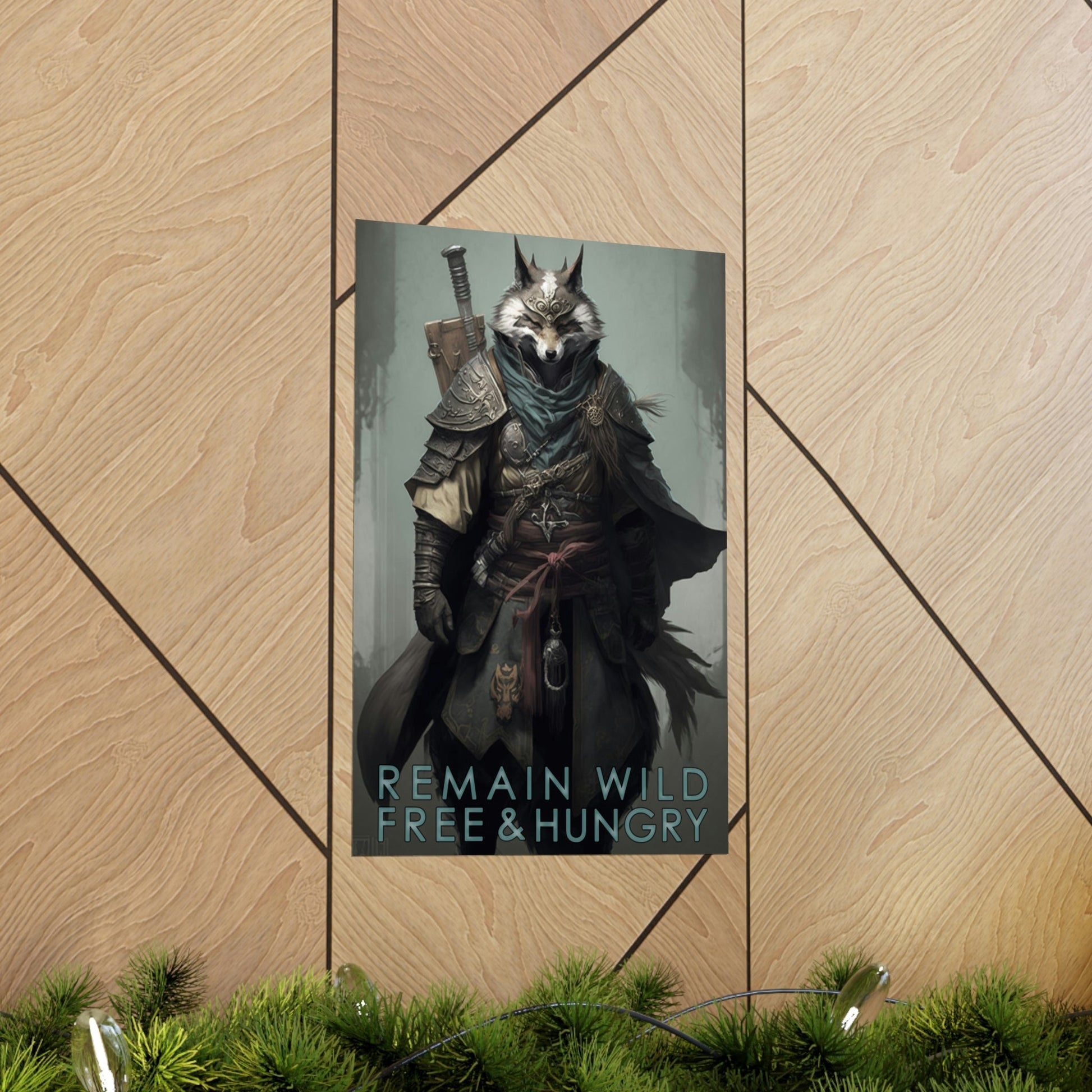 Wolf Inspirational Quotes - Remain Wild, Free, and Hungry - Premium Matte Vertical Posters