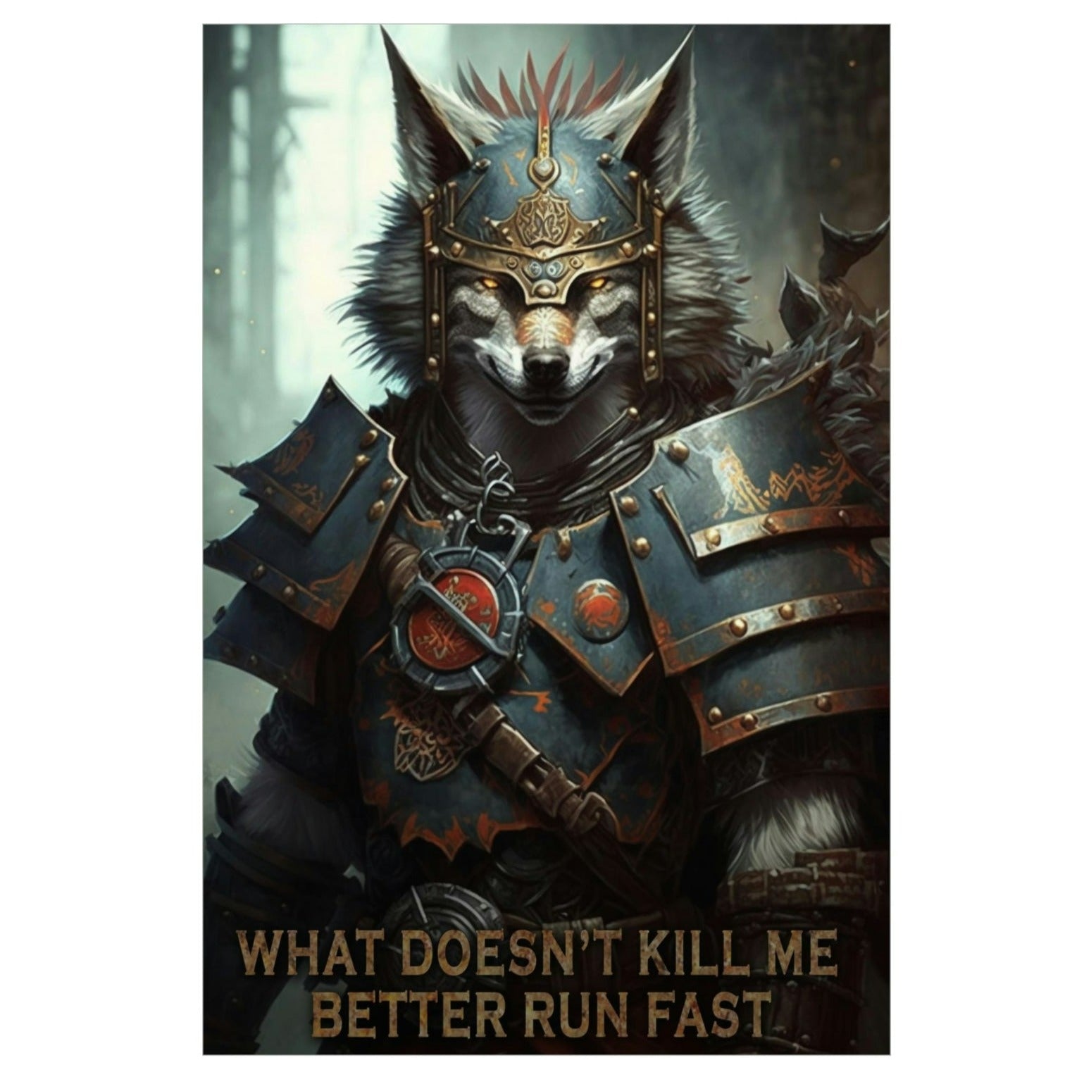 Wolf Inspirational Quotes - What Doesn't Kill Me - Better Run Fast - Premium Matte Vertical Posters