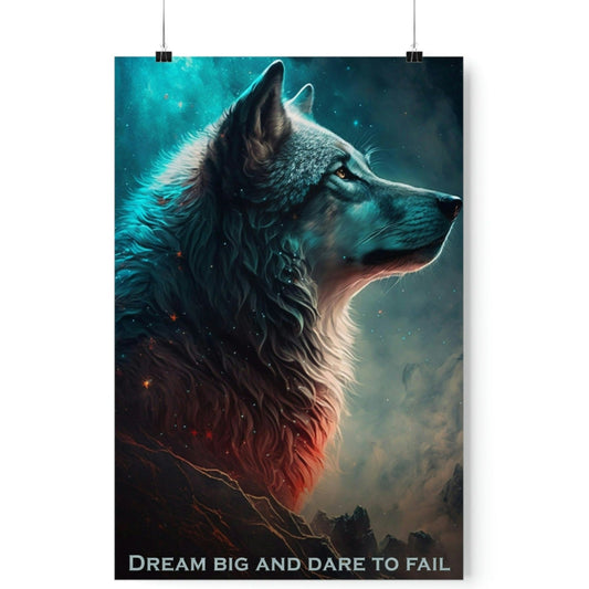 Wolf Inspirations - Dream Big and Dare to Fail - Premium Matte Vertical Posters