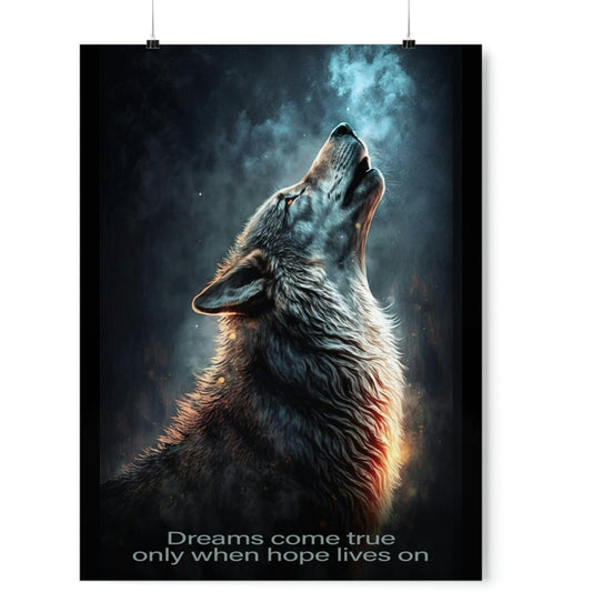 Wolf Inspirations - Dreams Come True Only When Hope Lives On - Premium Matte Vertical Posters