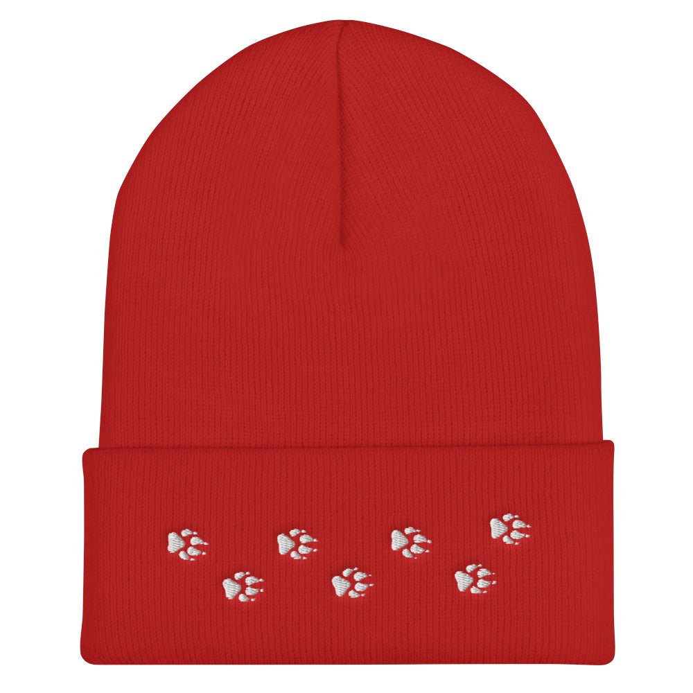 Wolf Tracks Cuffed Beanie | Perfect gift for the Outdoors, Camping, Hiking & Wildlife Enthusiast! | Multiple Hat Colors Available