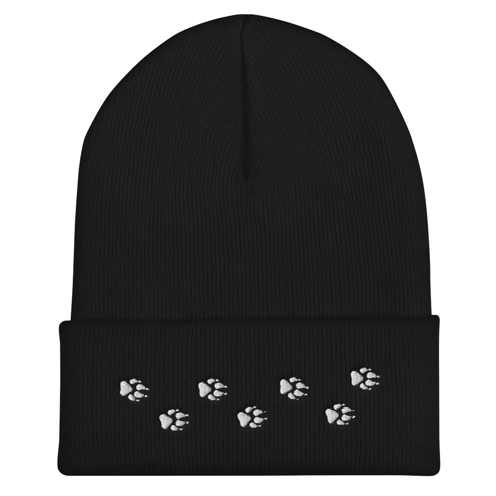 Wolf Tracks Cuffed Beanie | Perfect gift for the Outdoors, Camping, Hiking & Wildlife Enthusiast! | Multiple Hat Colors Available