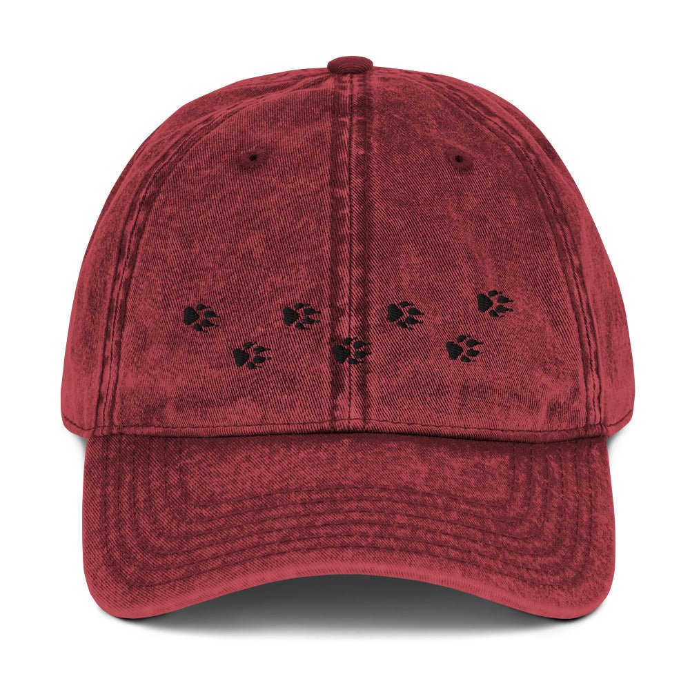 Wolf Tracks Vintage Cotton Twill Cap | Perfect gift for the Outdoors, Camping, Hiking & Wildlife Enthusiast! | Multiple Hat Colors Available