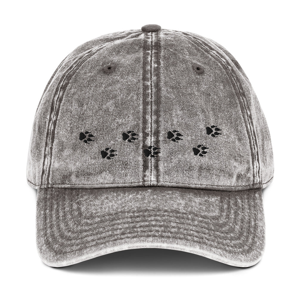 Wolf Tracks Vintage Cotton Twill Cap | Perfect gift for the Outdoors, Camping, Hiking & Wildlife Enthusiast! | Multiple Hat Colors Available