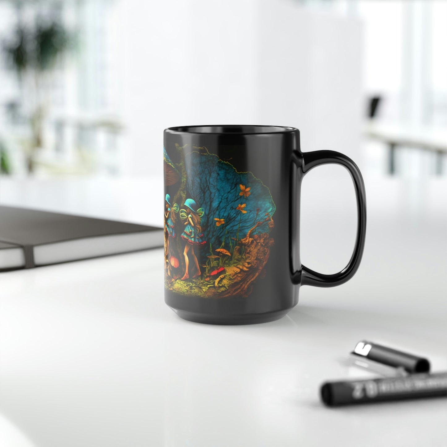 Woodland Fairies Magic Mushroom 15 oz Coffee Mug perfect for the mushrooming fan or as a birthday gift for nature lovers