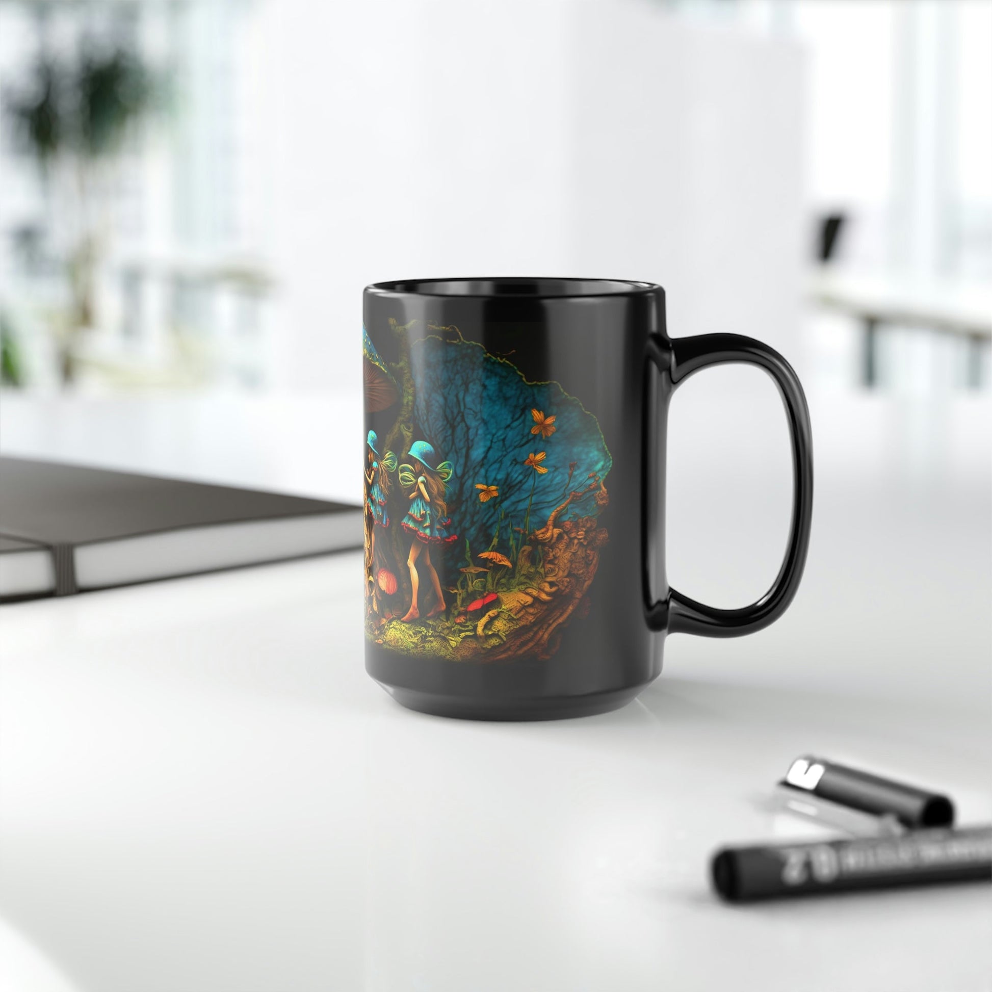 Woodland Fairies Magic Mushroom 15 oz Coffee Mug perfect for the mushrooming fan or as a birthday gift for nature lovers