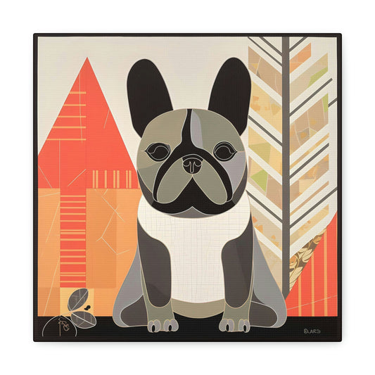 Woodland Mid-Century Modern French Bulldog Canvas Gallery Wraps