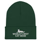 World's Best Cat Mom Cuffed Beanie | Perfect gift for the cat lover in your family!| Multiple Hat Colors Available
