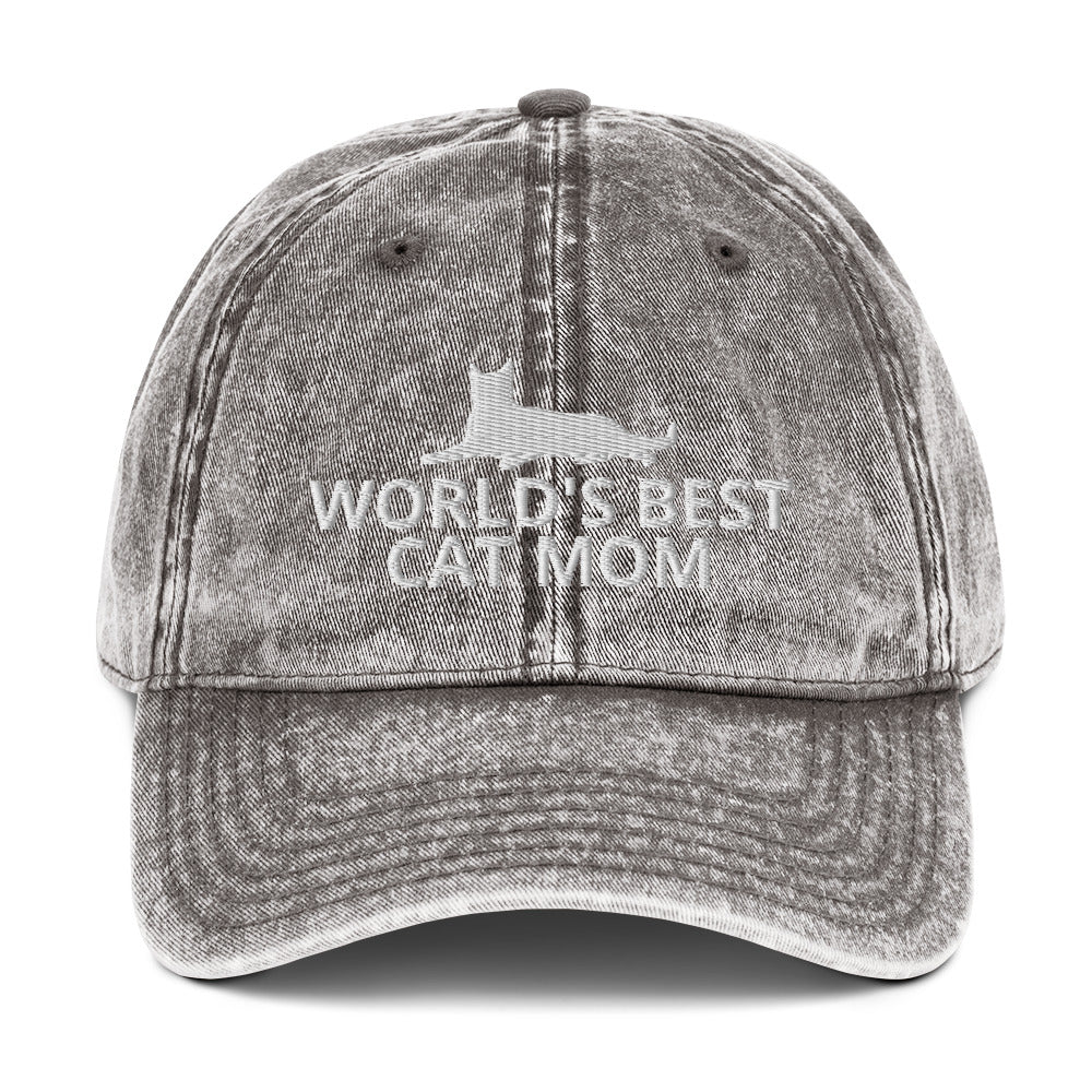 World's Best Cat Mom Vintage Cotton Twill Cap | Perfect gift for the cat lover in your family!| Multiple Hat Colors Available