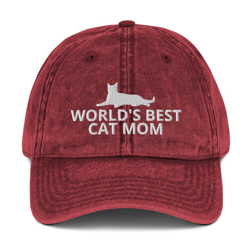 World's Best Cat Mom Vintage Cotton Twill Cap | Perfect gift for the cat lover in your family!| Multiple Hat Colors Available